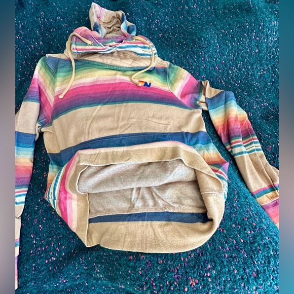 ‼️RARE‼️🎸AVIATOR NATION🎸🔥NWT🔥Serape Ninja Pullover Hoodie in Light Khaki—S - Picture 8 of 16